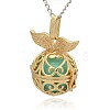 Golden Tone Brass Hollow Round Cage Pendants KK-J237-02G-2