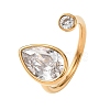 304 Stainless Steel Pave Cubic Zirconia Cuff Open Rings for Women RJEW-K319-02D-G-2