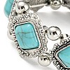 Bohemia Style Alloy Rhombus Beaded Stretch Bracelet BJEW-H327-05AS-3