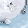 Round Plastic Imitation Pearl Stud Earrings & Heart Cubic Zirconia Rhinestone Cuff Choker Necklaces Sets SJEW-U003-08P-3
