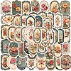 Retro PVC Self-Adhesive Floral Stickers X-STIC-PW0020-09-4