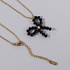 Glass Beaded Bowknot Pendant Necklaces LS-LG8345-2-2