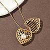 304 Stainless Steel with Acrylic Imitation Pearl Heart Pendant Necklaces for Women NJEW-B151-01G-2