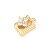 Brass Micro Pave Clear Cubic Zirconia Charms KK-Z151-18G-U-2