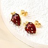 Brass Enamel Stud Earrings EJEW-F372-01A-G-3