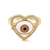 Cubic Zirconia Heart with Evil Eye Open Cuff Ring with Acrylic RJEW-B042-05G-03-2