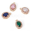 4Pcs 4 Colors Brass Micro Pave Cubic Zirconia Pendants KK-TA0002-58-3