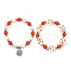 2Pcs Glass & Synthetic Turquoise Beads Stretch Bracelets BJEW-JB12483-04-5