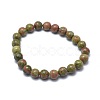 Natural Unakite Bead Stretch Bracelets BJEW-K212-C-006-2