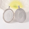 Oval Alloy Rhinestone Big Pendant Cabochon Settings ALRI-T356-01S-1