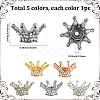 5Pcs 5 Colors Alloy Rhinestone Crown Beads FIND-SC0023-77-2