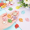 80Pcs 8 Colors Autumn Theme Painted Poplar Wood Pendants WOOD-PH0002-32-3