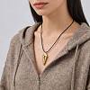 304 Stainless Steel Pendant Adjustable Black Waxed Cord Necklaces for Women WG4D27E-03-3