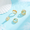 5Pcs Brass Wave Open Cuff Ring for Women RJEW-UN0002-33LG-2