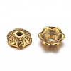 6-Petal Tibetan Style Alloy Flower Bead Caps X-TIBE-S220-AG-NR-2
