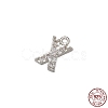 Real Platinum Plated Rhodium Plated 925 Sterling Silver Micro Pave Clear Cubic Zirconia Charms STER-P054-10P-X-1