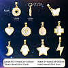 10Pcs 10 Styles Brass Pave Natural White Shell Pendants KK-CJ0002-56-2