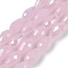 Opaque Solid Color Electroplate Glass Beads Strands EGLA-N013-J6mm-B01-1