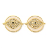 Rack Plating Brass Micro Pave Clear Cubic Zirconia Eye Connector Charms KK-Z063-20G-01-1