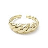 Rack Plating Brass Open Cuff Rings Ribbed Finger Ring RJEW-K257-30G-2
