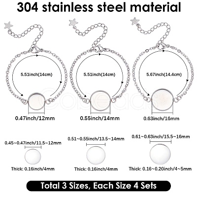 12Pcs 3 Styles 304 Stainless Steel Cable Chain Bracelet Making STAS-SP0002-11-1