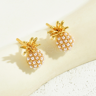 Elegant Pineapple Brass Stud Earrings DF3598-1