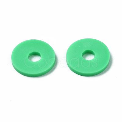Flat Round Handmade Polymer Clay Beads CLAY-R067-10mm-06-1