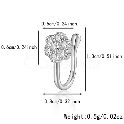925 Sterling Silver Pave Clear Cubic Zirconia Nose Rings IM7825-10-1