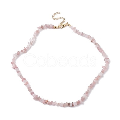 Natural Rose Quartz Chip Beaded Necklace NJEW-JN04616-03-1