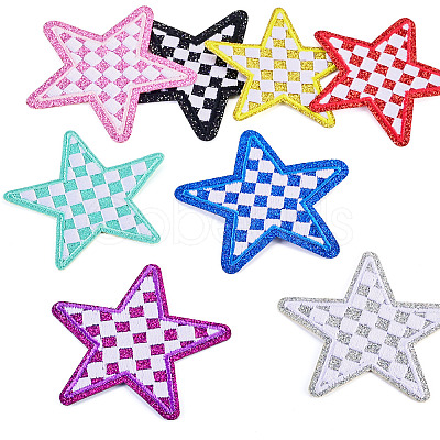 8Pcs 2 Styles Star with Lattice Computerized Embroidery Polyester Iron on/Sew on Patches PATC-TAC0001-28-1