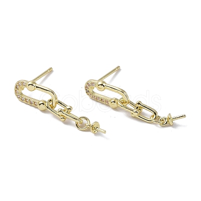 Brass with Cubic Zirconia Stud Earring Findings KK-B087-07G-1