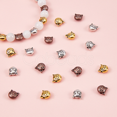 Tibetan Style Alloy Kitten Beads TIBEB-PH0004-75-RS-WH-1