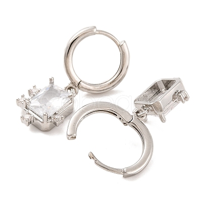 Brass Micro Pave Clear Cubic Zirconia Hoop Earrings for Women EJEW-U015-21P-1