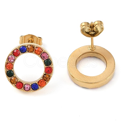 PVD Vacuum Plating 304 Stainless Steel Stud Earrings EJEW-C099-09-01-1