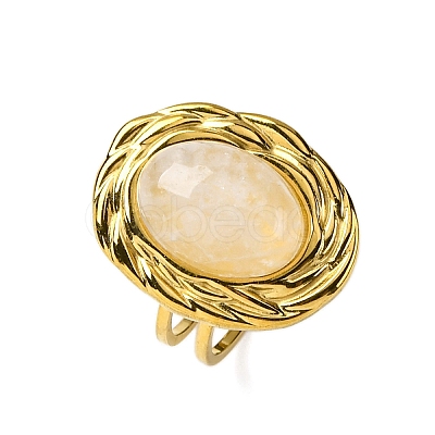 Oval Natural Quartz Crystal Finger Rings RJEW-M063-01G-12-1
