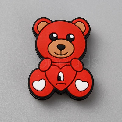 Bear Food Grade Eco-Friendly Silicone Beads SIL-WH0012-038B-1