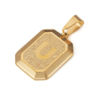 1Pc Stainless Steel Rectangle with Letter Pendants NJEW-TA0001-22U-1