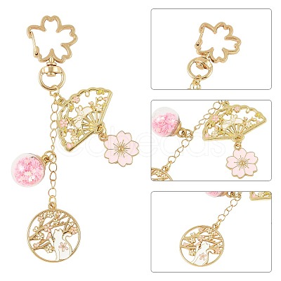 4Pcs 4 Styles Alloy Enamel Pendant Keychains HJEW-FS00052-1