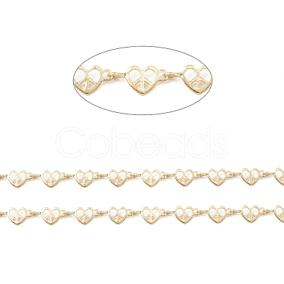 Brass Hollow Heart Link Chains CHC-M025-08G-1