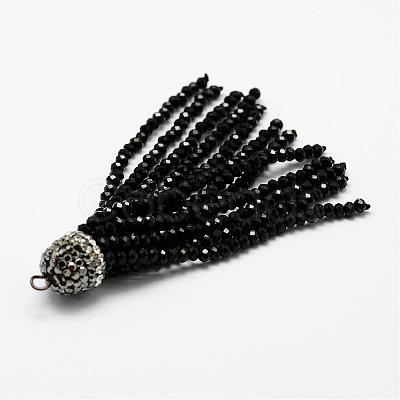 Electroplate Glass Bead Tassel Big Pendants EGLA-P023-07-1