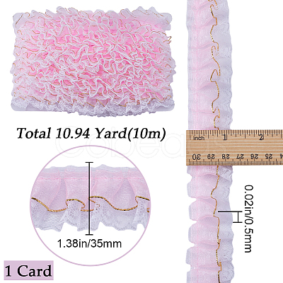 10M Polyester Polka Dot Lace Ribbons OCOR-GF0003-35B-1