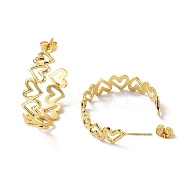 PVD Vacuum Plating 304 Stainless Steel Heart Wrap Stud Earrings STAS-H164-07G-1