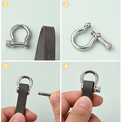 Tarnish Resistant 304 Stainless Steel D-Ring Anchor Shackle Clasps STAS-Z017-16P-1