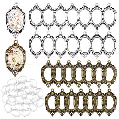 30Pcs Vintage Tibetan Style Alloy Pendant Cabochon Bezel Open Back Settings TIBEP-UN0001-31-1