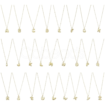 1Pc Initial Letter Brass Pendant Necklaces NJEW-YW0001-24M-1