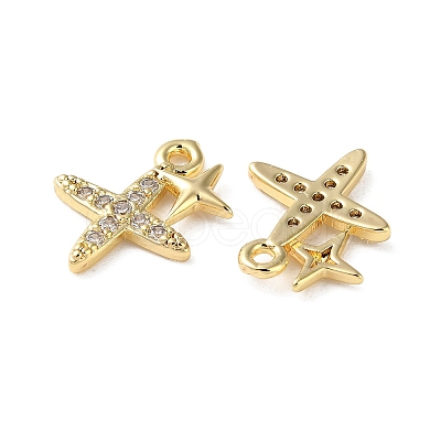 Brass Micro Pave Cubic Zirconia Charms KK-F872-13G-1