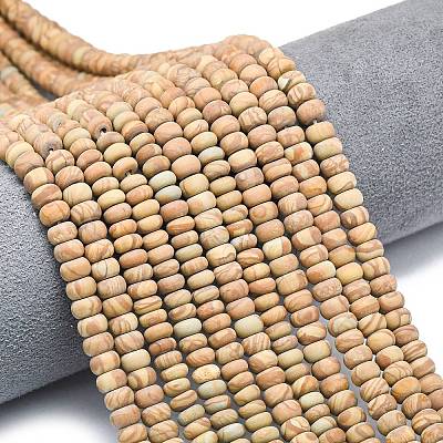 Natural Wood Lace Stone Wooden Jasper Beads Strands G-P575-A40-6x4mm-1