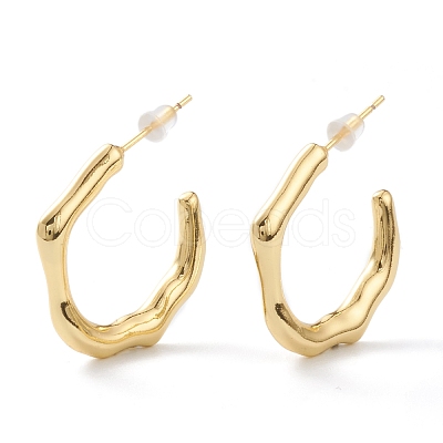 Brass Half Hoop Earrings EJEW-A056-14G-1