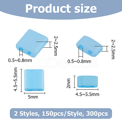 300Pcs 2 Styles 2-Hole Opaque Colours Glass Seed Beads SEED-HS0001-06C-1