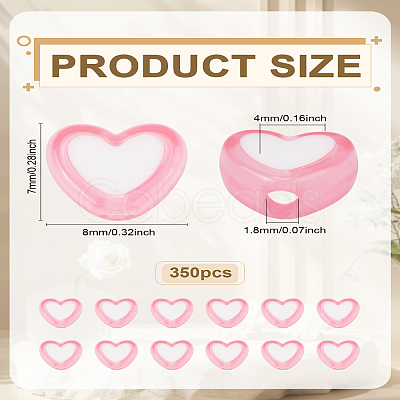 350pcs Heart Acrylic Beads TACR-LP0001-01-1
